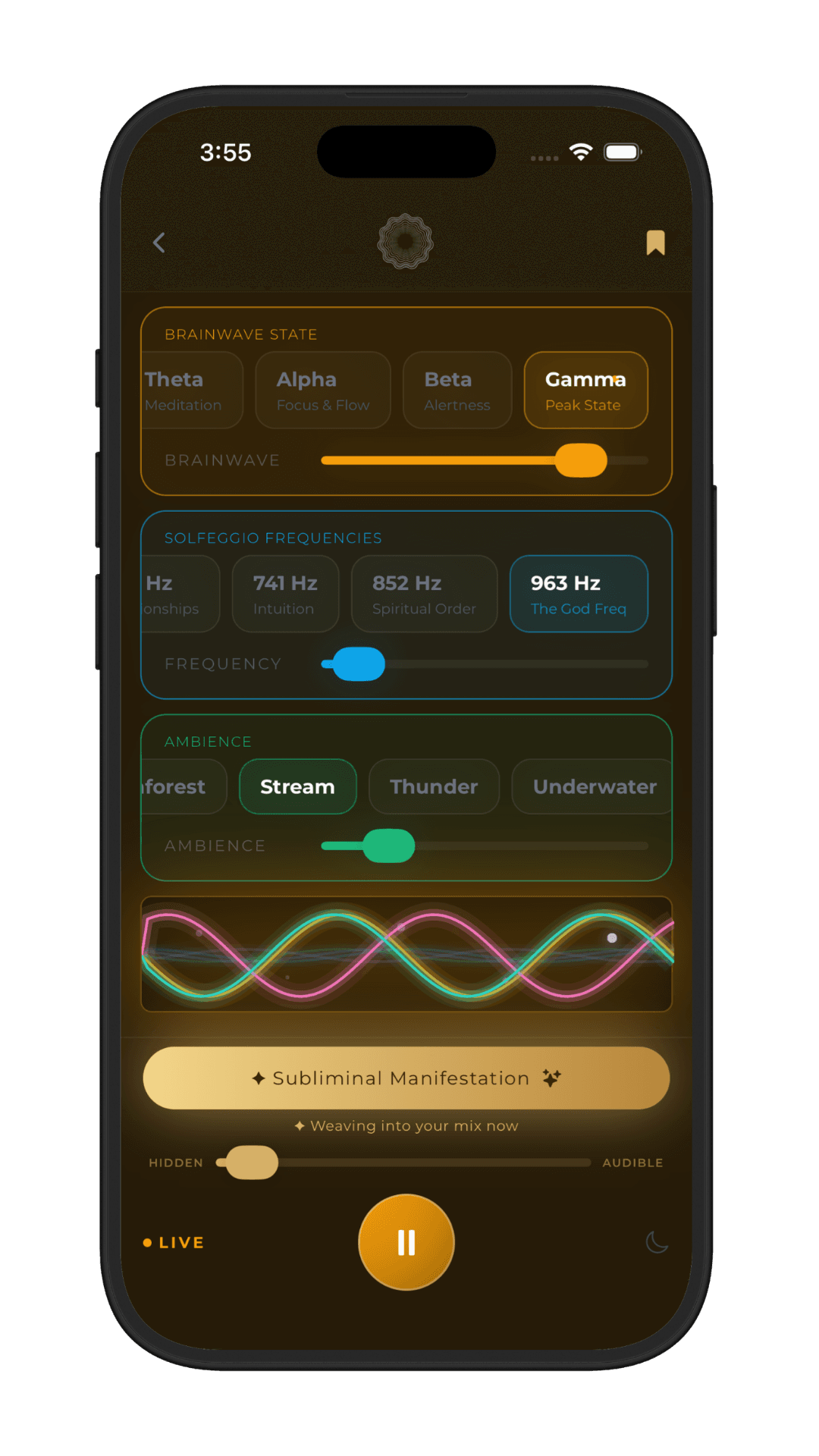 Sigfre app — brainwave session builder